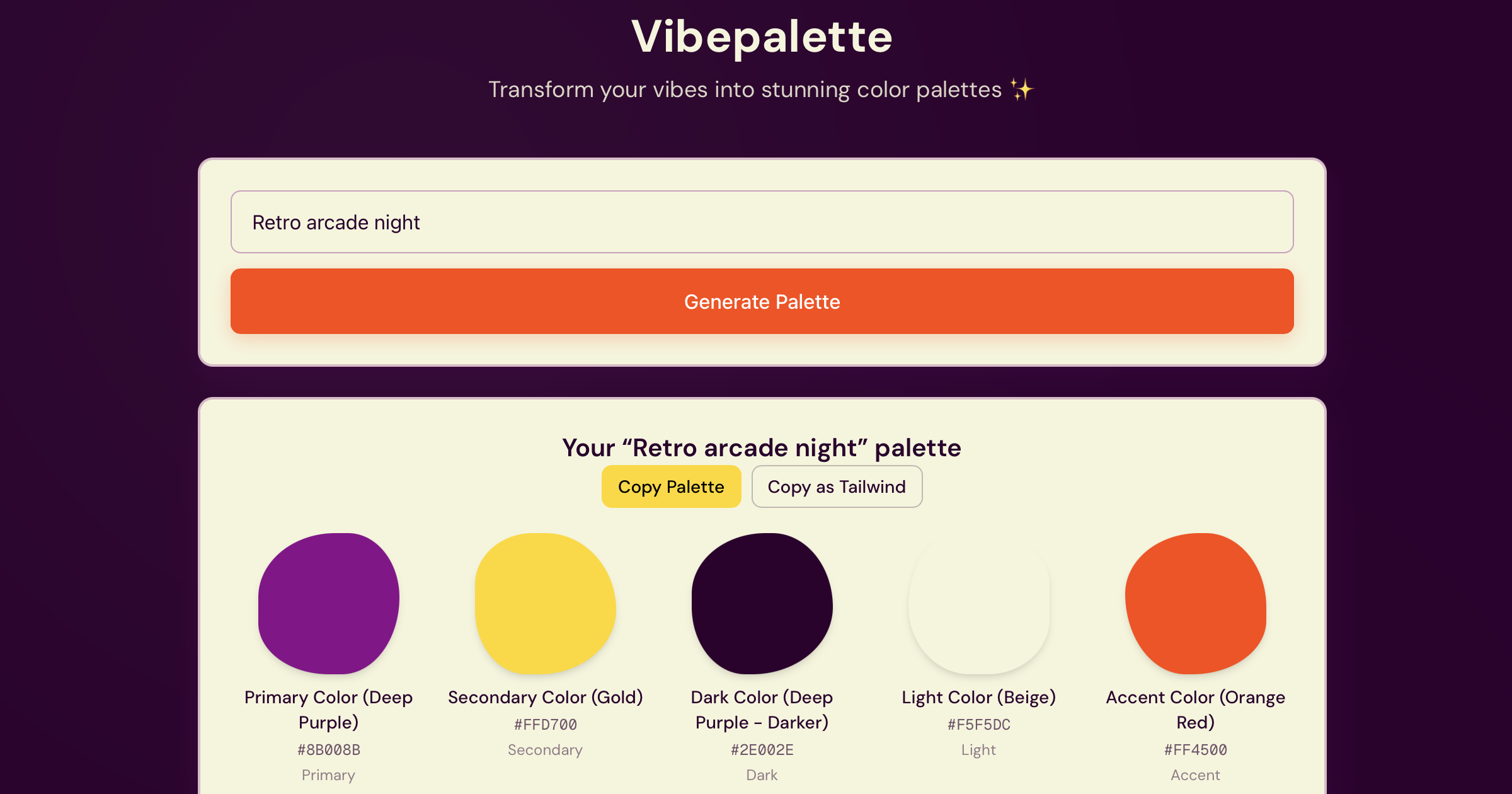 Vibepalette - Turn Vibes Into Colors